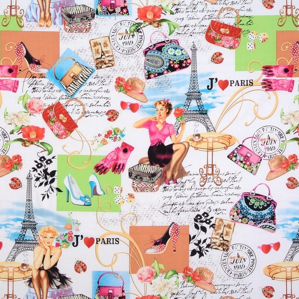 0,45 m Patchworkstoff Paris Pin Up Girls Frauen