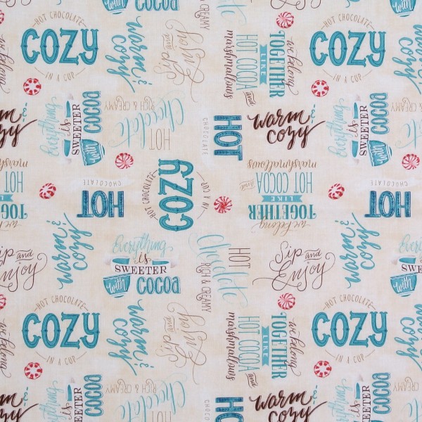 Cuppa Cocoa Kakao Schokolade Schriftzüge beige