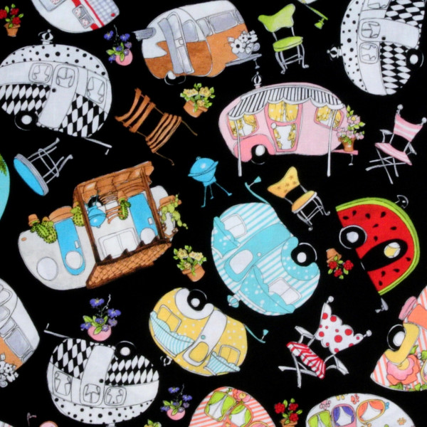 Loralie Wohnwagen "Vintage Holidays" Patchwork schwarz
