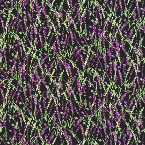 Patchworkstoff Lavendel Blüten Sweet Lavender schwarz Webware
