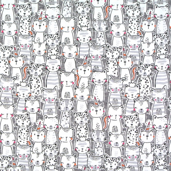 Patchworkstoff Katzen Kätzchen " A Pawsome Bunch" grau