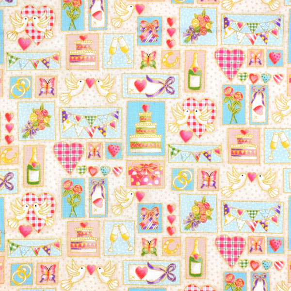 SALE Patchworkstoff Liebe Hochzeit "Celebration" Motive