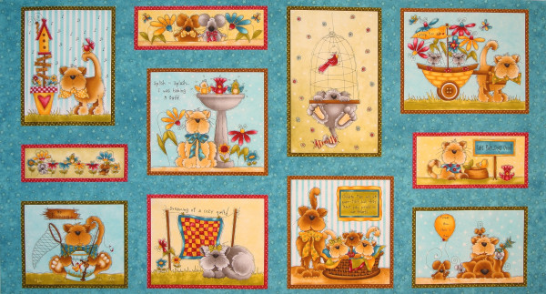 Katzen Patchworkstoff "Kitty Kat Kapers" Mäuse Panel