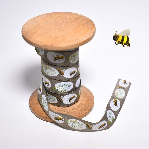 1,0 m Webband acufactum Bienen Kräuter 16 cm breit braun