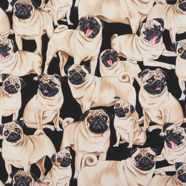 Patchworkstoff Hunde Hunde Mops Möpse Hundestoff
