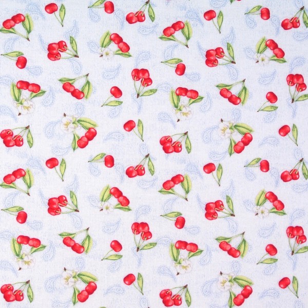 Patchworkstoff Kirschen Kirschblüten Baumwollstoff Webware