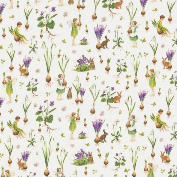 Baumwollstoff Elfen Frühling acufactum natur