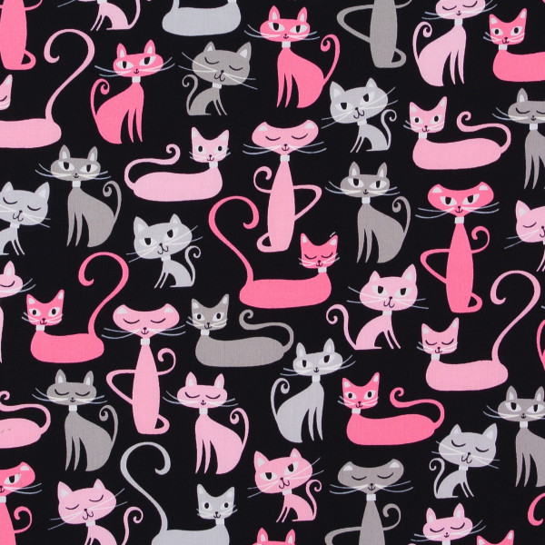 Retro schnurrende Katzen schwarz-rosa
