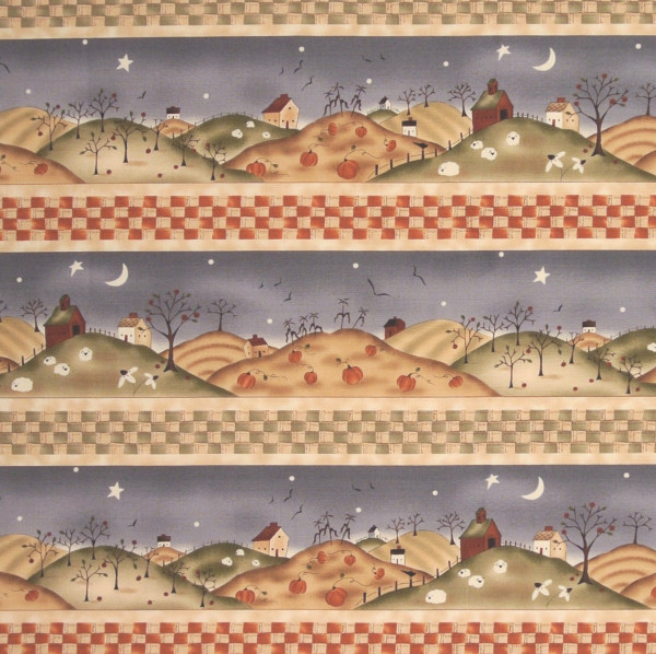 SALE 1,2 m Patchworkstoff Herbst "Harvest Town" Bordüre