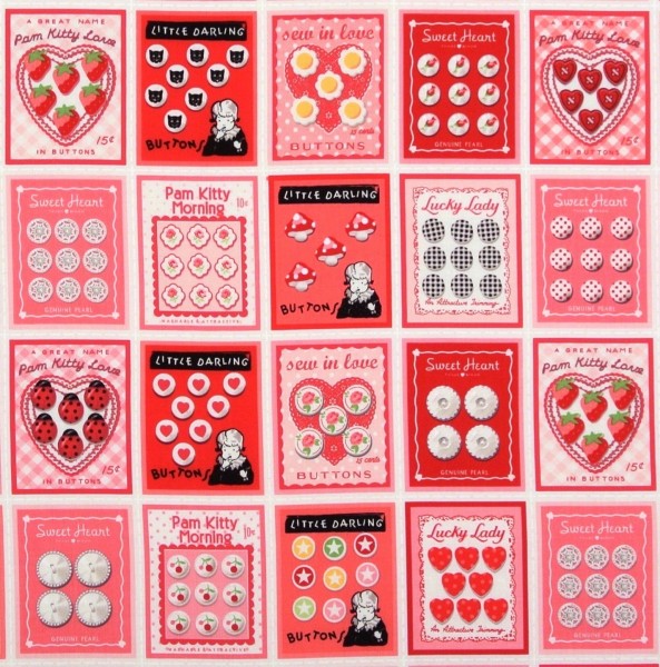 Pam Kitty Retro Nähmotive Knöpfe Panel