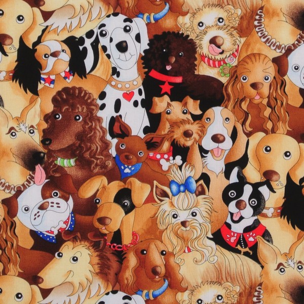Witzige kleine Hunde "Puppies" Patchworkstoff Webware