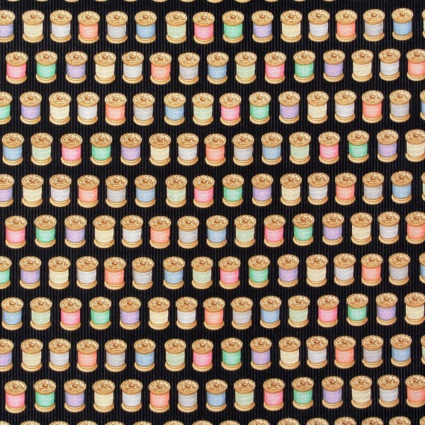 SALE Patchworkstoff Cute as a Button Spulen schwarz Webware