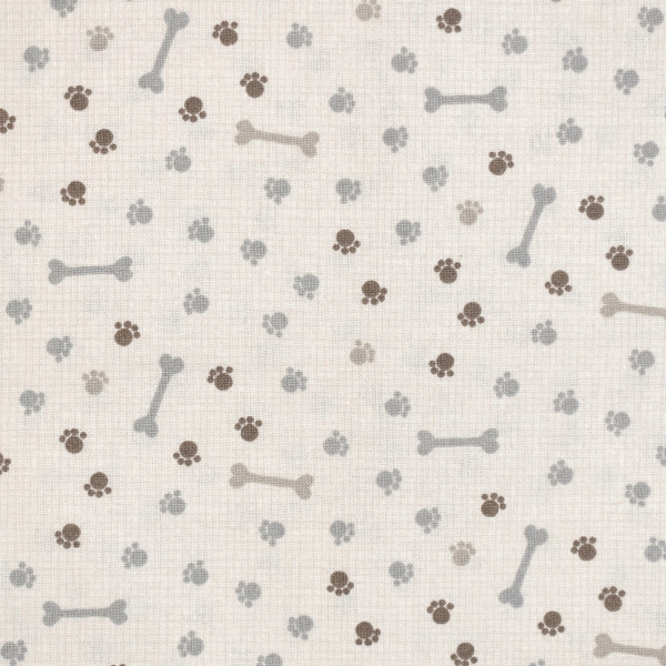 Baumwollstoff Dekostoff Hunde Knochen Pfoten beige Webware