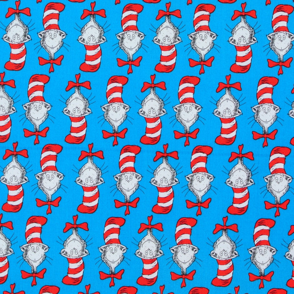 SALE 1 m Patchworkstoff Dr. Seuss Katzen mit Hut