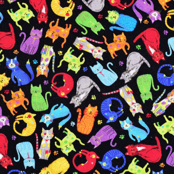 patchworkstoff nähutensilien mini bunte katzen timeless detail