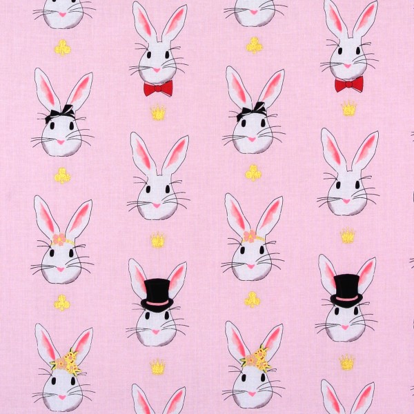 SALE Patchworkstoff Hasen "Wonderland" rosa Baumwolle Webware