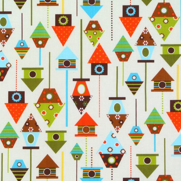 SALE Patchworkstoff Vogelhäuser Vogelhaus Ann Kelle