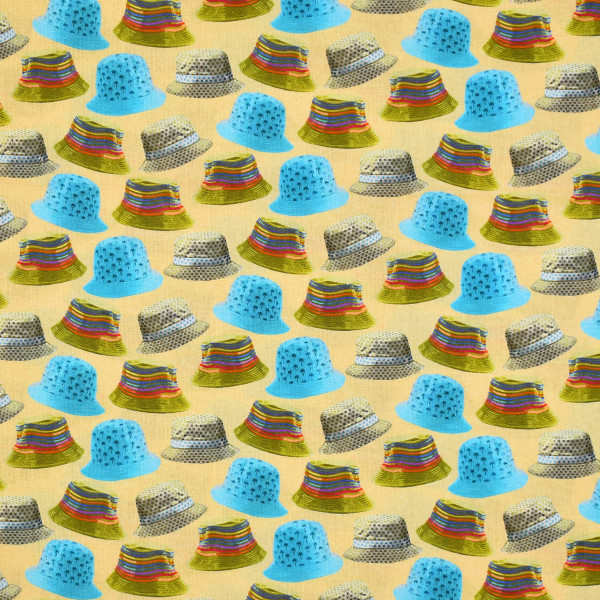Baumwollstoff Sommer Sonne Hüte "Santorini" Webware