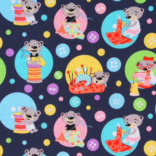 Bären Patchworkstoff Nähen Nähmotive "Sewing Bears"