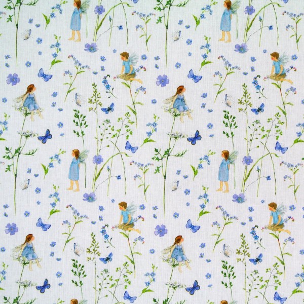Baumwollstoff Elfengarten Feen blau acufactum