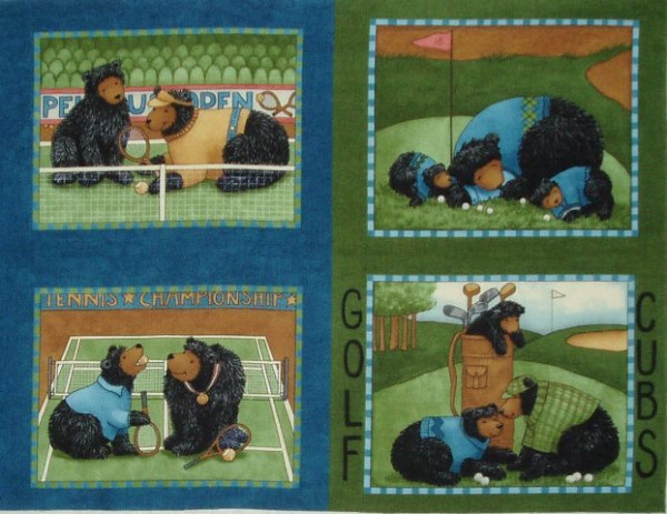 Patchwork Bären Golf Tennis Teresa Kogut 2 Panels Set