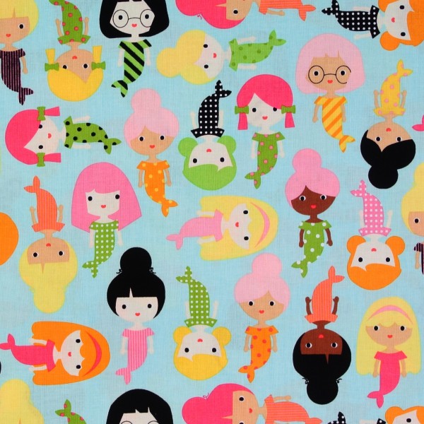SALE Patchworkstoff Kinder Meerjungfrau türkis