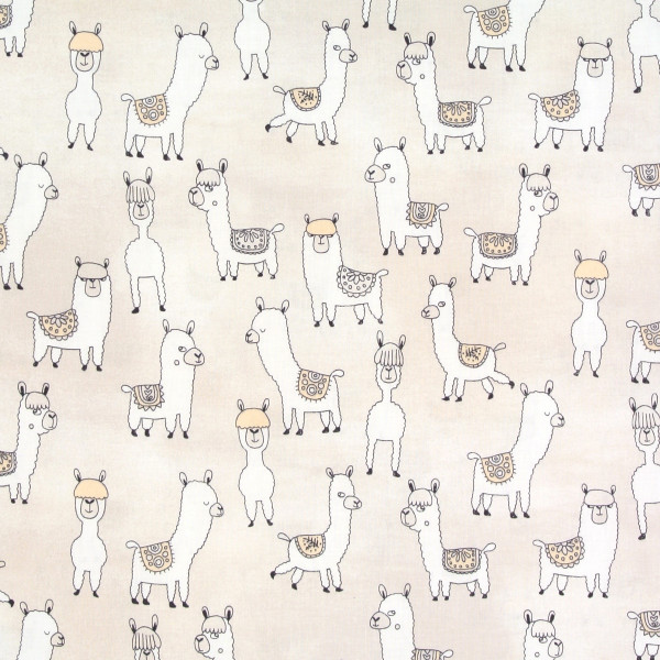 baumwollstoff wilde tiere lamas beige 30