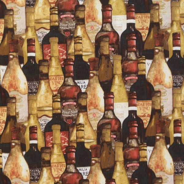 Wein Patchworkstoff "Wine Night" Weinflaschen