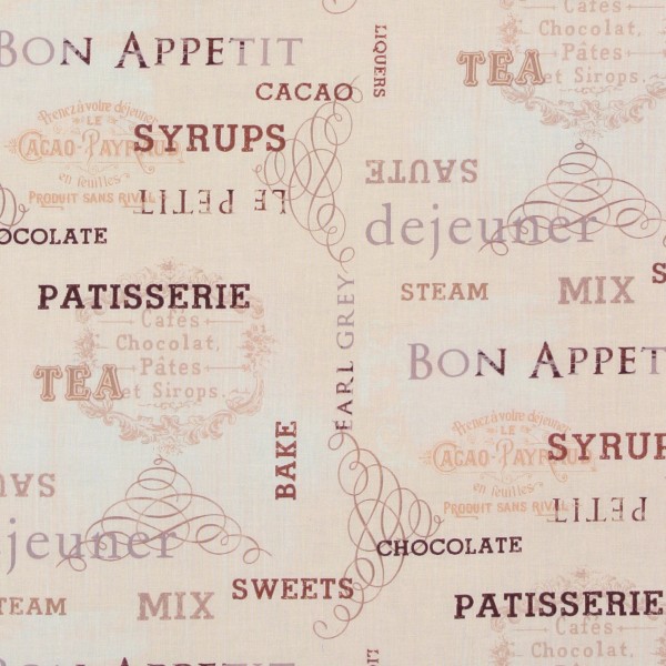 Patchworkstoff Ivory KitchenKüche nostalgische Schrift