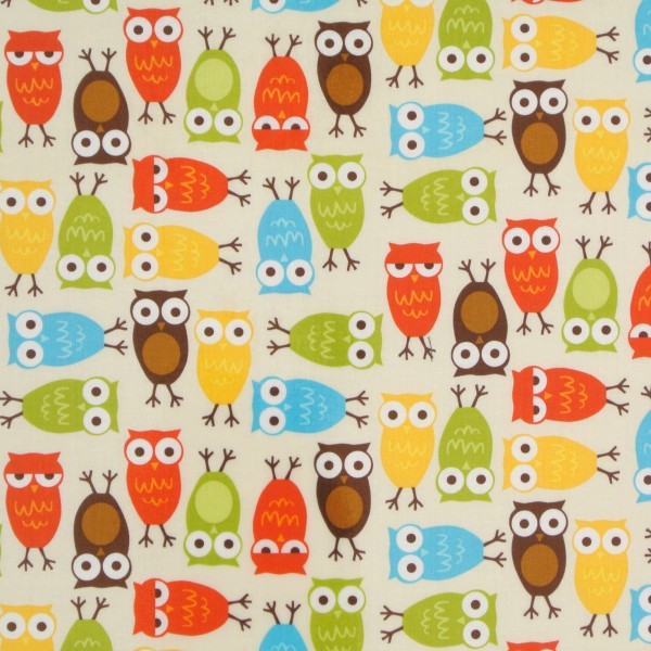 SALE Patchworkstoff Tiere Eulen Ann Kelle Kinderstoff