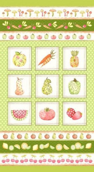 SALE Patchworkstoff Obst "Fruitful Hands" Panel