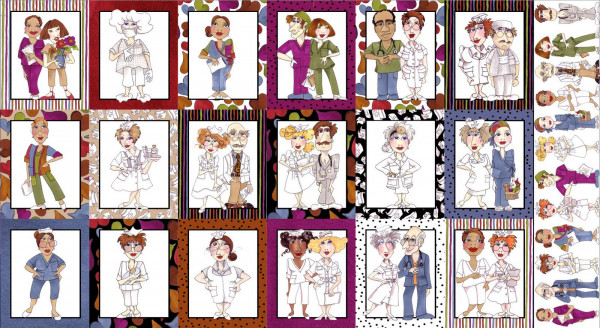 patchworkstoff loralie nurse central krankenschwestern panel 60x110